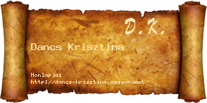 Dancs Krisztina névjegykártya